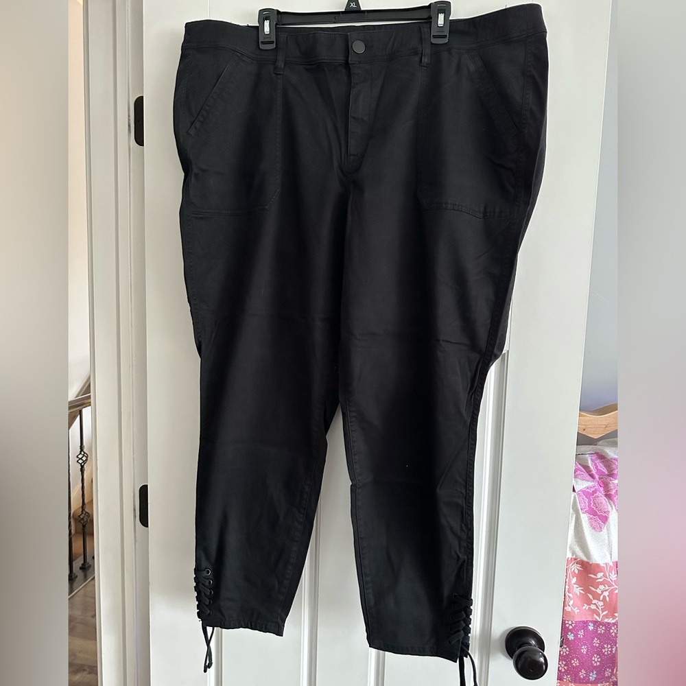 Women’s Lane Bryant plus size 26W Classic Black Pants with ankle tie detail.
